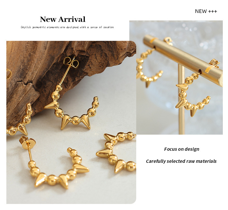 Fashion C Shape Titanium Steel Ear Studs Plating Stainless Steel Earrings 1 Pair