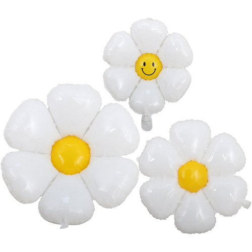Baby's 100th birthday decorated daisy aluminum film balloon Internet celebrity smiling face plumeria balloon wholesale