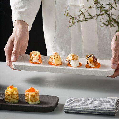 Sushi plate Japanese cuisine dessert plate rectangular flat plate Western plate ceramic household dessert tray artistic conception plate