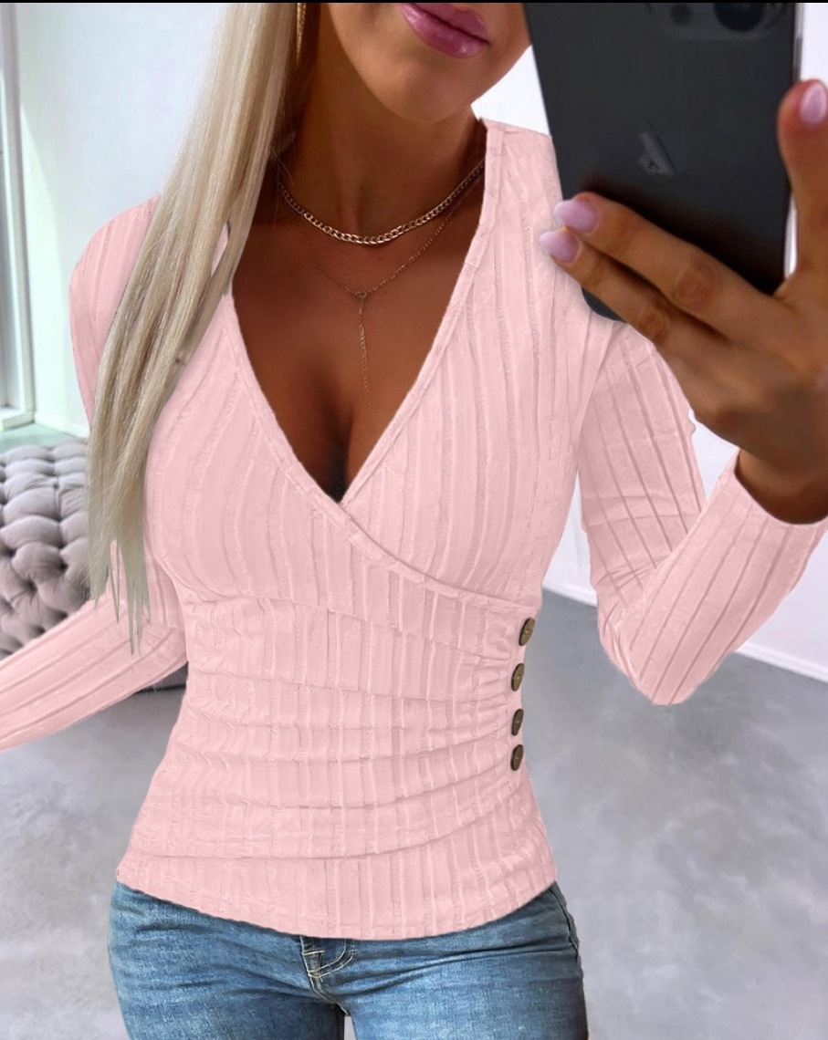 Suéter de punto para mujer, estilo informal, manga larga, cuello en V, para otoño e invierno, éxito de ventas en eBay, AliExpress y Wish 2023 image 6