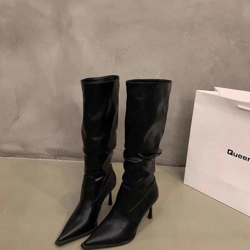 2026 New Style Long Boots That Make Legs Look Longer, Pointed Thin Heels, Long Tube Boots, Trendy Women's Riding Boots, Height-Increasing Versatile Pleated Design 2026 New Style Long Boots That Make Legs Look Longer, Pointed Thin Heels, Long Tube Boots, Trendy Women's Riding Boots, Height-Increasing Versatile Pleated Design