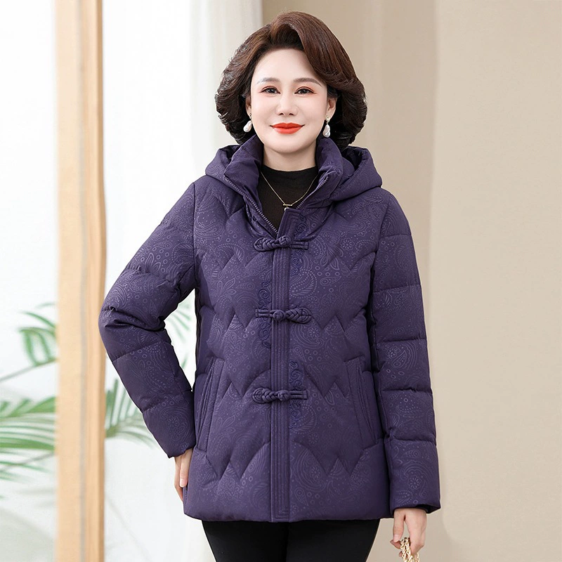 Warm brand short down jacket for mother, winter hoody, for middle age