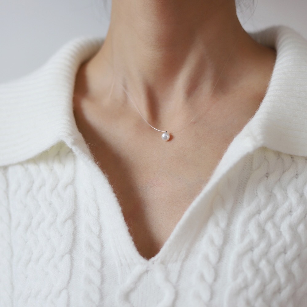 3g Weight Real Gold Plated Plating Material Pendant Necklace Classification Real Gold Plated Solid Color 304 Stainless Steel Freshwater Pearl Modern Style Waterproof Non Tarnish 304 Stainless Steel Fishing Line Pendant Necklace