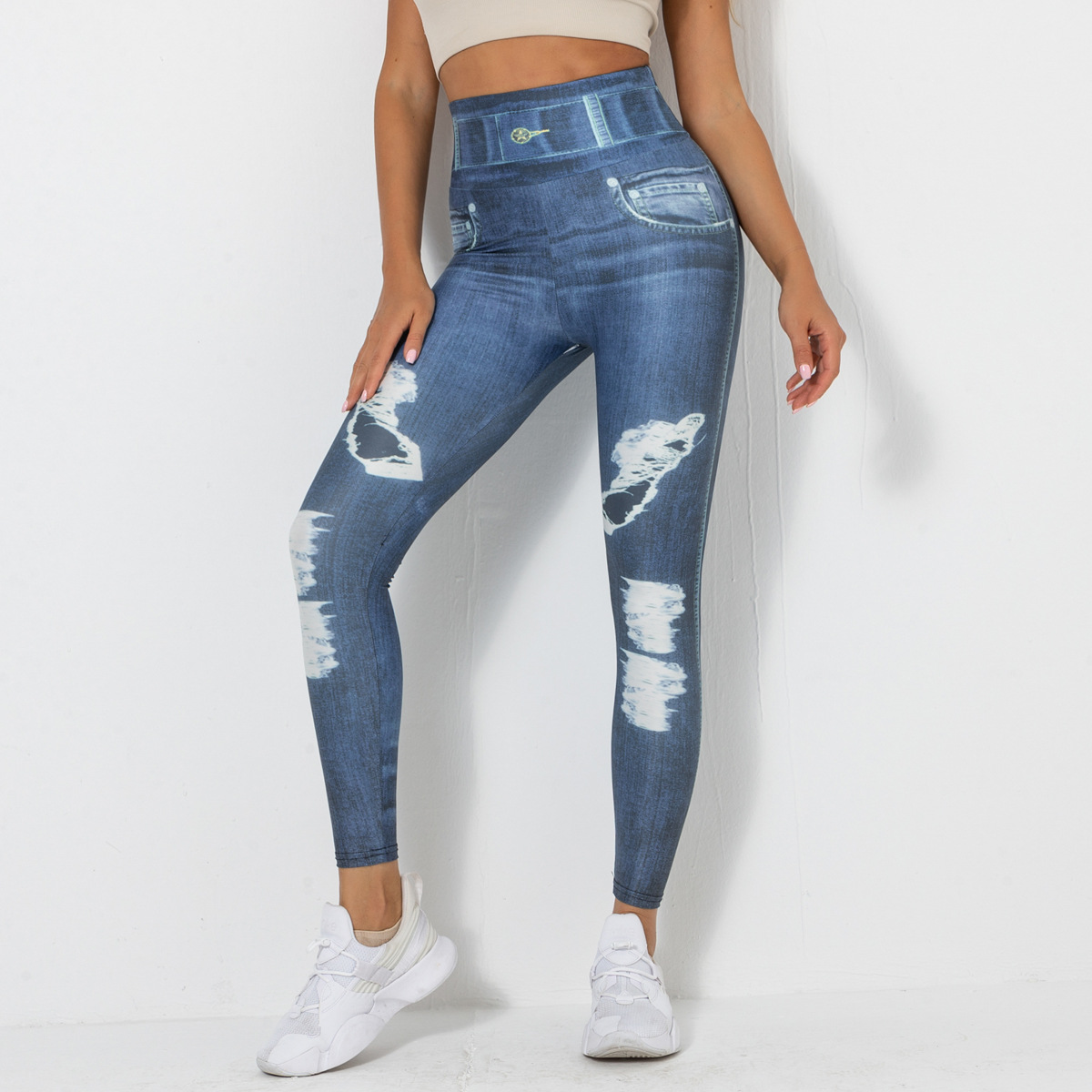 Casual Sport Style Printing Spandex Polyester Active Bottoms Leggings display Modeuse 40