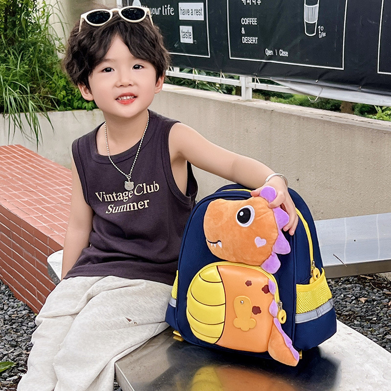 Nuevo dinosaurio niño mochila lindo muñeca de peluche bebé fuera de bocadillos mochila antideslizante niña mochila