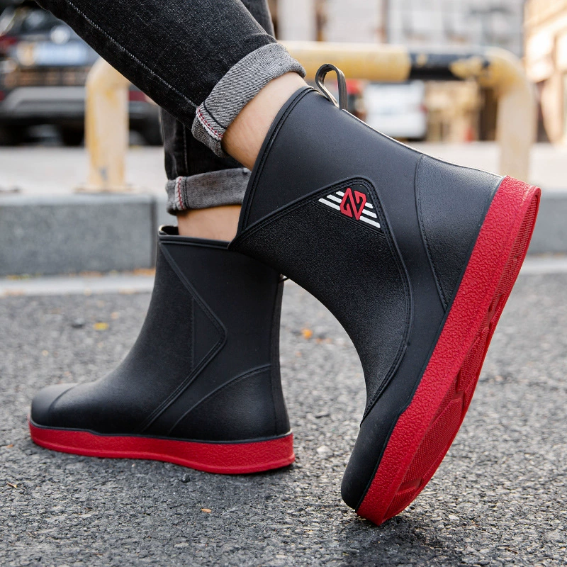 Короткие резиновые сапоги, мужские непромокаемые Нескользящие интегрированные резиновые сапоги, модная Водная обувь, Мужская Рабочая обувь на кухне, резиновая обувь