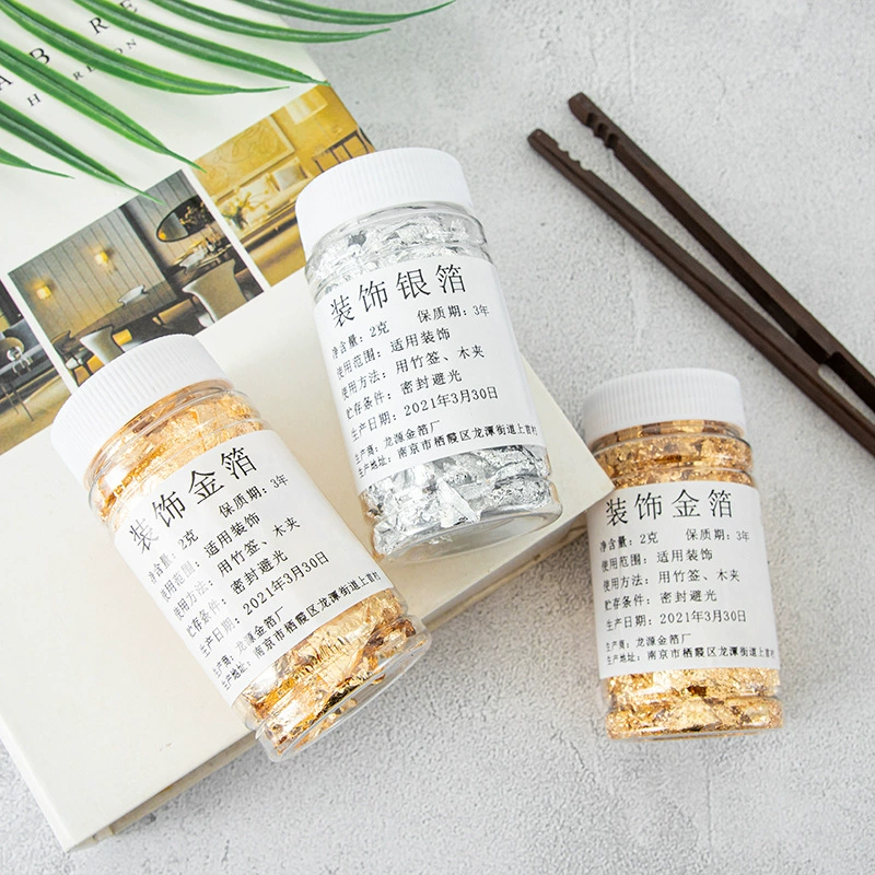 Украшение торта бумага с золотой фольгой для выпечки мусс мороженое Золотая фольга сломанная отделка Серебряная фольга сломанная 2 г Упаковка несъедобная