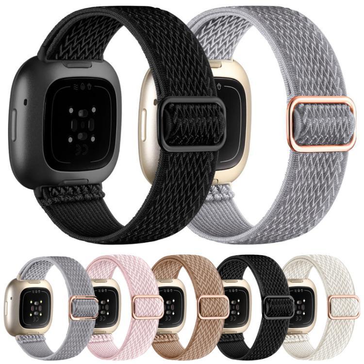 xDfind Correa elástica de trenzado de nylon ondulada con hebilla de ajuste para Fitbit Versa 4 / 3 / Sense2 / 1