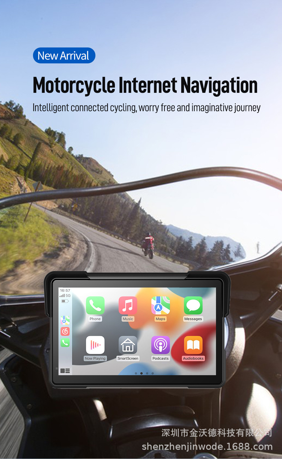 Cross-Border Dedicated 7-Inch 4K Motorcycle Recorder Wireless Carplayandroidauto Navigator Gps Tire Pressure