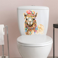 速賣通創意駱駝萌趣動物衛生間馬桶貼家居裝飾牆貼自粘畫防水防油