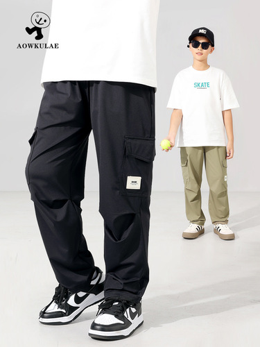 Summer Korean Version New Boys Outdoor Mosquitoproof Pants Big Kids Quick-Dry Ice Silk Work Pants Girls Pants Wholesale