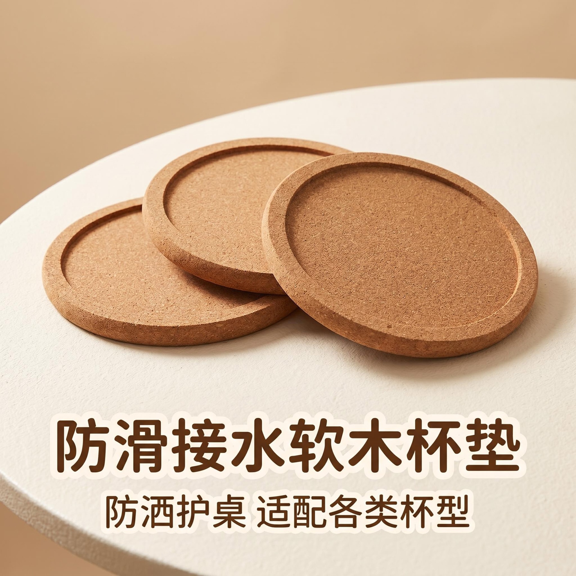 Cork Coasters, Grooved Coasters, Cork Coasters, Heat Insulation Pads, Eco-Friendly Cork Tableware Mats, Nordic Anti-Scald Heat Insulation Pads
