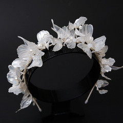 Original new handmade three-dimensional flower crystal beaded liquid flower headband bride wedding accessories dress jewelry