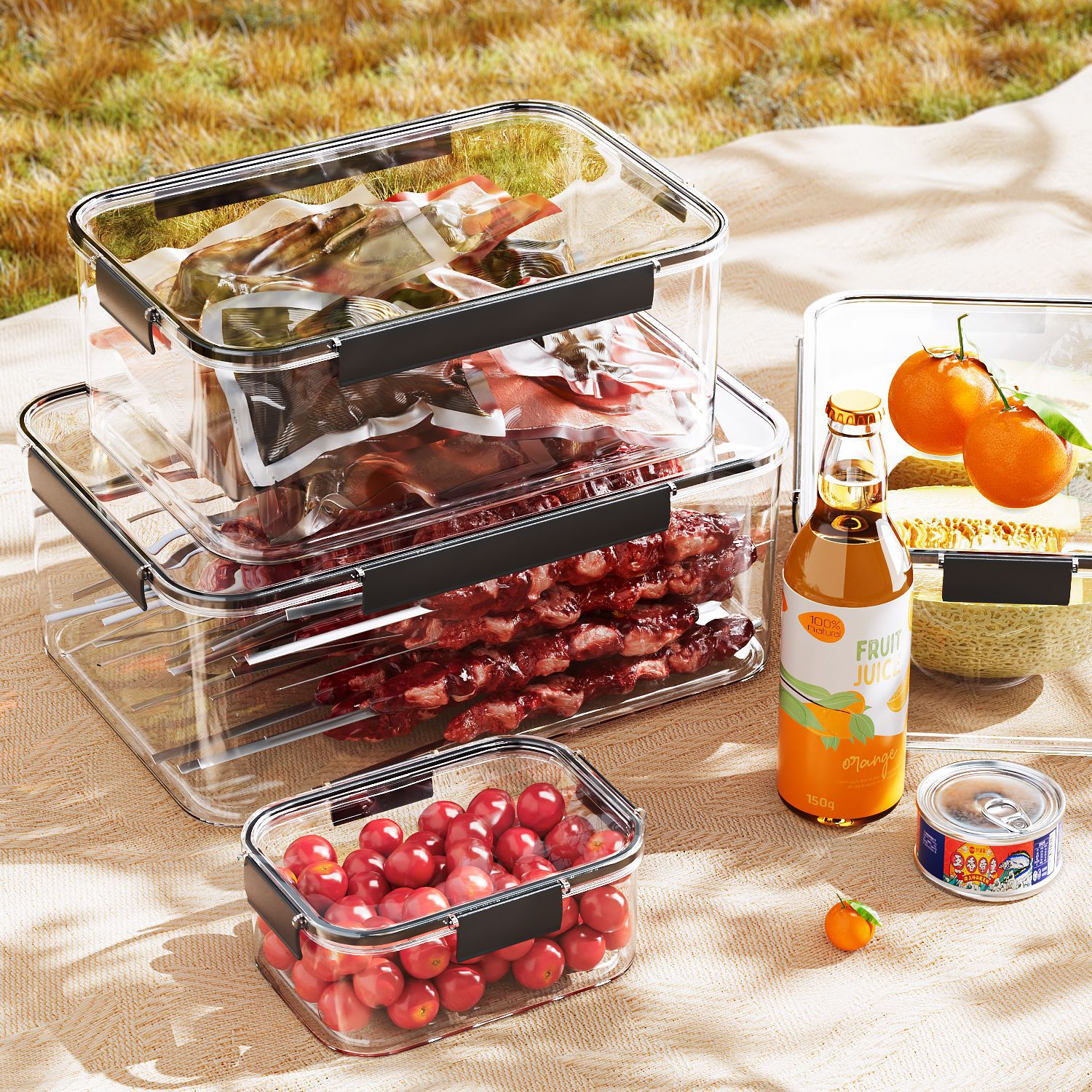 Caja de almacenamiento fresco del refrigerador PET de gran capacidad, alta transparencia, engrosamiento, cocina, carne fresca, verduras, caja de almacenamiento de frutas, caja de almacenamiento