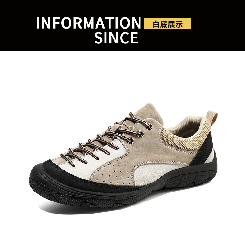 Giày leo núi da lộn cổ thấp thoáng khí bốn mùa, đế bằng — 22033 kaki, 22033 màu xanh lam chi tiết 29