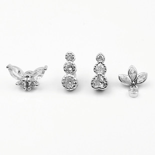 S925 Silver Navel Nail European and American Navel Nail Head Thread Cap Body Piercing Jewelry Navel Ring Accessories Cross-Border Wholesale