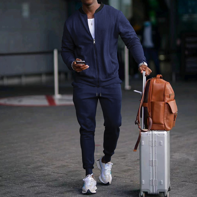 700g Weight Long Sleeve Sleeve Length Cotton Blend, Polyester Fabric Type Pants Sets Sets Type 2 Pieces Set Quantity Casual Occasion Collarless Neckline Regular Fit Fit Type Solid Color Pattern Spring, Autumn Season Men's Gender Simple Style Style Casual Men's Simple Style Solid Color Cotton Blend Polyester Pants Sets 12