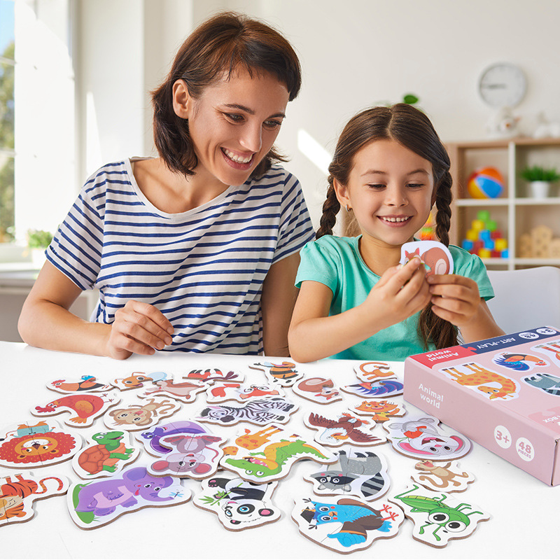 Rompecabezas de los niños grandes de doble cara a juego de mano rompecabezas cognitivo infantil educación temprana Juguetes de desarrollo de la iluminación