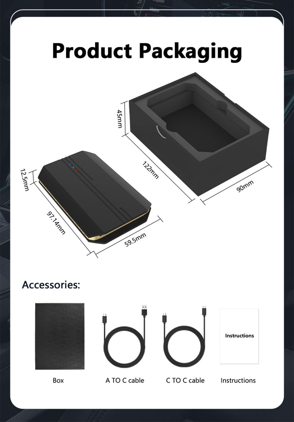 Cross-Border Carplay Box Wired to Wireless Carplay Android Box Android Auto Qualcomm 6125 Android