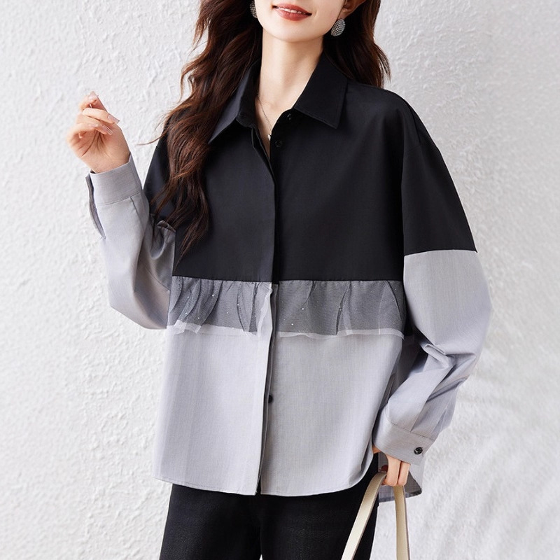 棉衬衫女装春秋冬2025新款妈妈洋气减龄宽松上衣中长小衫长袖衬衣