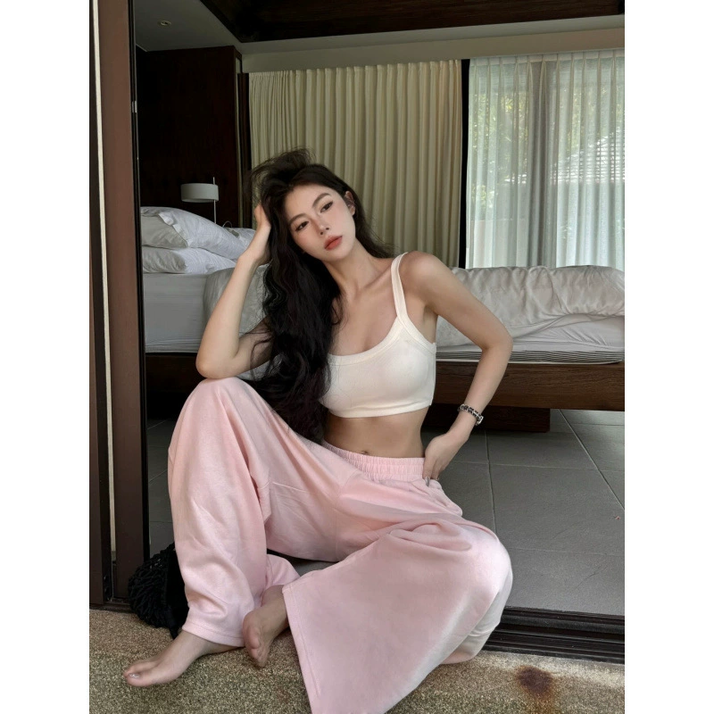 Женские брюки 2025 года, новый стиль, ленивый простой повседневный камзол, высокая талия, широкие штанины, брюки в пол.