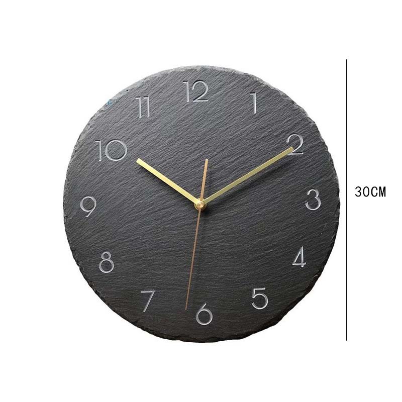 Nórdico creativo hogar Reloj de pared natural pizarra piedra láser escala swing reloj mudo adornos de moda