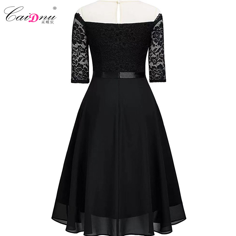 Sexy lace shiffon elegant evening dress