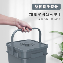 km@25L方形茶水桶家用储水桶茶具排水桶带盖茶渣桶垃圾桶深灰