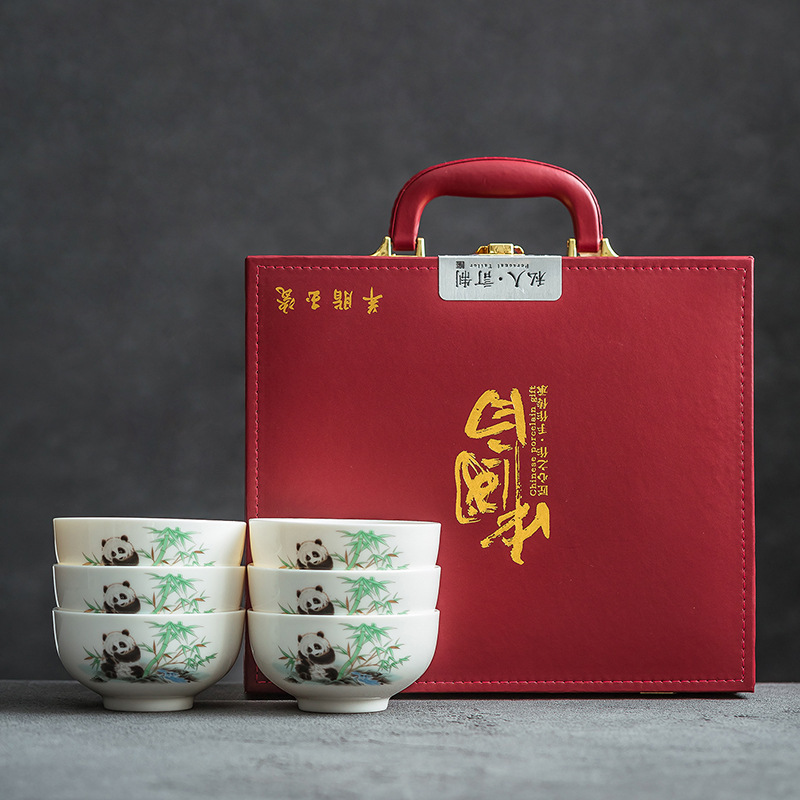 Cute Style Panda Rice Bowl Made of Dehua Jade Porcelain, Chinese-Style Adorable Straight-Mouth Bowl for Home and Restaurant Use, Gift Box Set Wholesale