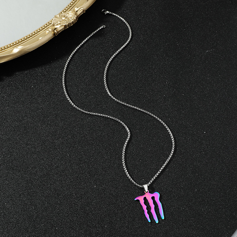 European and American color monster claw pendant hip hop stainless steel necklace