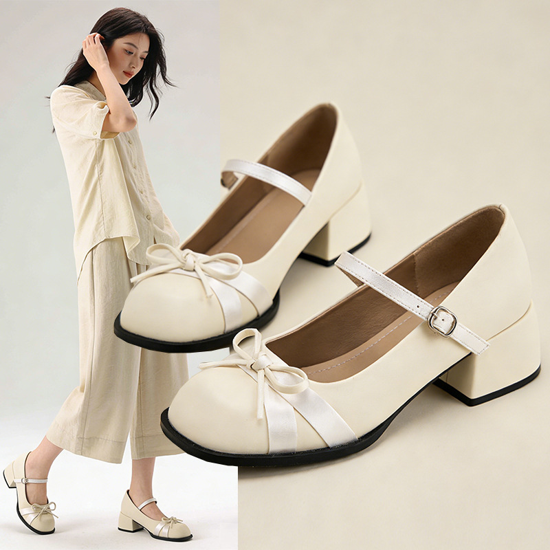 White Mary Jane Shoes for Women 2026 New Spring Versatile Bow French-Style Shallow Single Shoes College Style Small Leather Shoes White Mary Jane Shoes for Women 2026 New Spring Versatile Bow French-Style Shallow Single Shoes College Style Small Leather Shoes