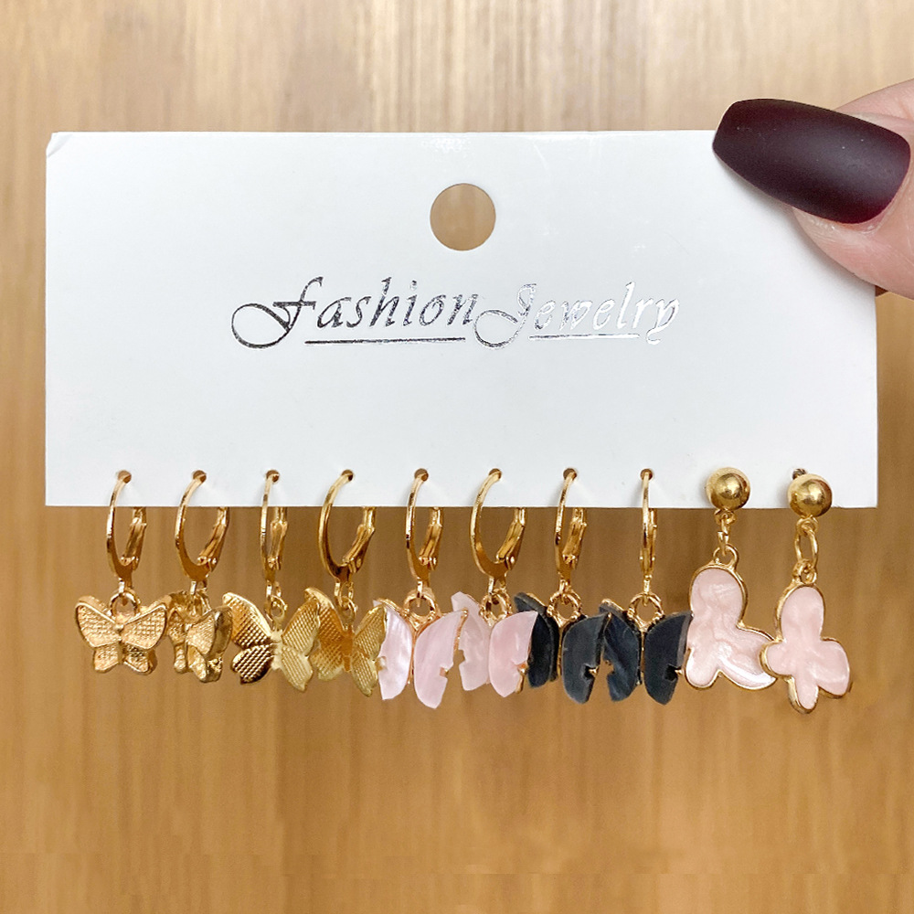 40g Weight Artificial Pearls Inlay Material Unisex Fashion Geometric Butterfly Alloy Artificial Pearls Earrings Drop Earrings