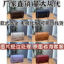 外贸原高级感黑so black链条羊皮cf口盖女包斜挎单肩包真皮包