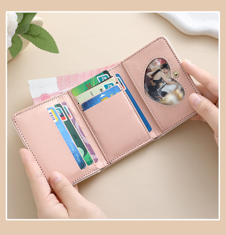 48g Weight Hidden Buckle Closure Type Small Wallets Bags Type 1 Piece Quantity Daily Occasion Pu Leather Material Star Pattern All Seasons Season Women's Gender Cute Style Square Shape Women's Star Pu Leather Hidden Buckle Small Wallets 2
