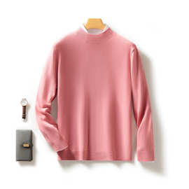 2025秋季新款薄款精纺半高领羊毛衫男士毛衣针织打底衫大码抗起球