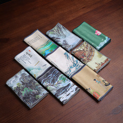 Factory Wholesale Thick Fleece Absorbent Tea Towel Hand-painted Zen Style Towel Tea Cloth Special Use Tea Tablecloth Teapot Wiping Cloth