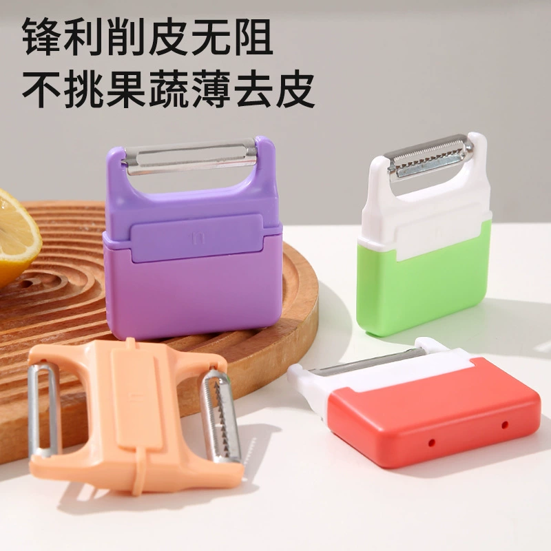 Портативный многофункциональный овощечистка два в одном, миниатюрный нож для чистки из нержавеющей стали, измельчитель фруктов и овощей в виде мультяшного персонажа