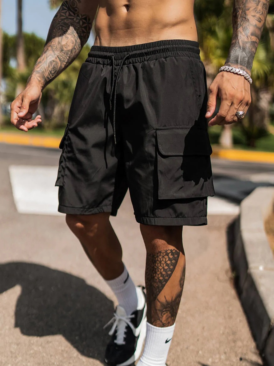 Pantalones cortos casuales deportivos de los hombres locos pantalones cortos de verano ropa de trabajo suelta de gran bolsillo de secado rápido transfronterizo más tamaño corto