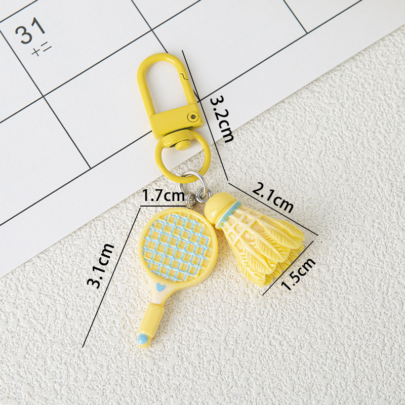 귀여운 시뮬레이션 배드민턴 열쇠고리/노란색