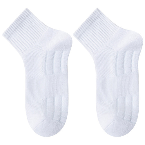 Summer stockings for men, thin mesh breathable cotton socks, high elastic massage towel bottom sports sweat-absorbent mid-tube socks