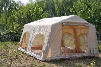 Fully Automatic Inflatable Tent for: Avtomobil dam çadırları - cotton-style-1368-cotton-fabric-double-door-ab-style-four-windows-two-small-skylights-3-10