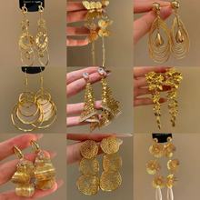 银针超闪锆石几何圆形镂空吊坠耳环个性夸张耳坠轻奢高级感耳饰女