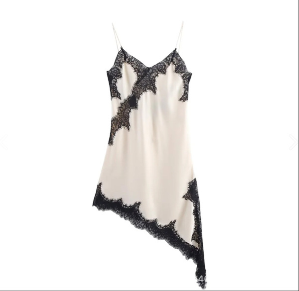 Cross-Border Foreign Trade 2025 European and American Style Women's Clothing Fashionable and Elegant Sexy Lace Asymmetrical Dress