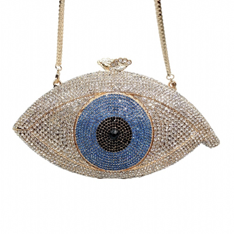 Bolsas de mujer transfronterizas con diamantes en los ojos, bolsas de diamantes metálicas vacías, bolsas de mano, vestidos de banquete, mano llena de diamantes.