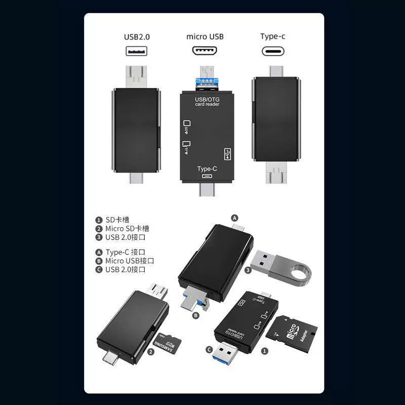 Фабричная приватная модель USB3.0 считыватель карт Type-C Android телефон компьютер многофункциональный OTG2.0 SD/TF/U диск