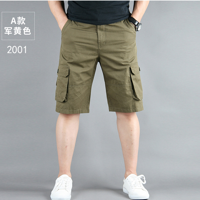 Verano nuevo multi-Bolsillo pantalones cortos de ropa de trabajo casual de los hombres sueltos pantalones cortos de algodón de los hombres quinto pantalones de moda