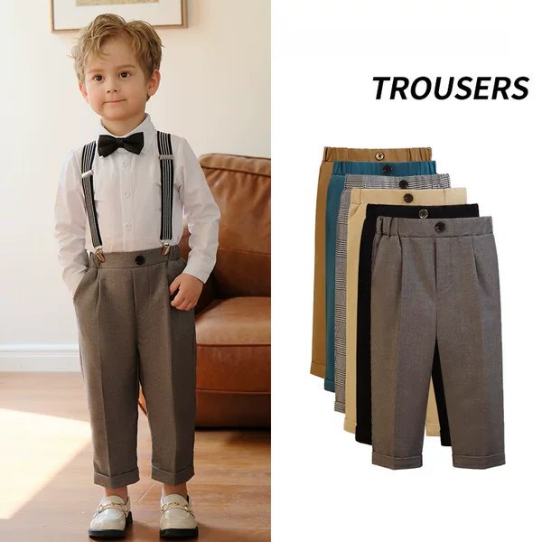 Children's Trousers Boys' Solid Color Suit Pants for Primary and Secondary School Students School Pants Performance Costume Spring and Autumn Casual Trousers