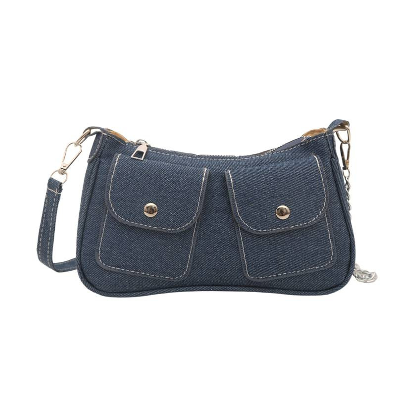 Vintage Damen Denim Tragetasche Einfache Schultertasche Modisch_voghion.com