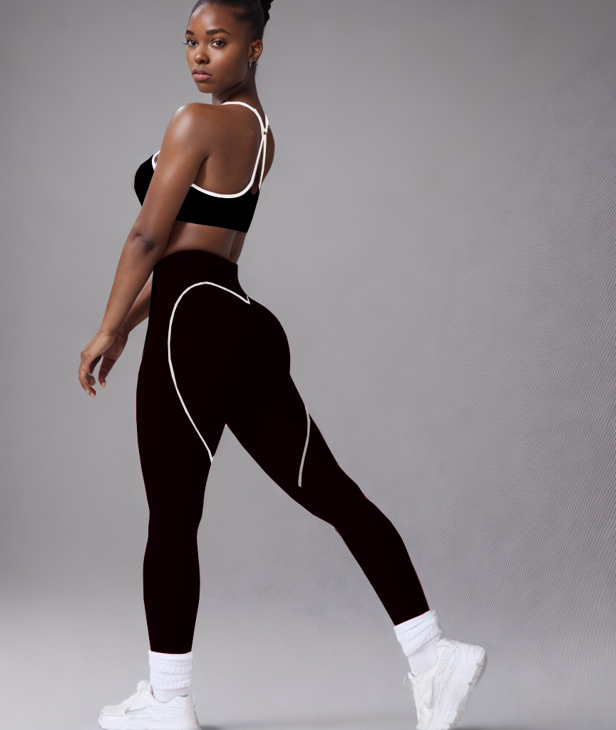 Procesamiento personalizado OEM comercio exterior europeo y americano transfronterizo belleza espalda deporte contraste color sujetador melocotón cadera alta cadera elástica pantalones de yoga