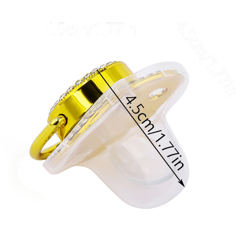 Nuevas letras doradas con diamante bebé calmante boca bebé silicona diamante pezón con cubierta de polvo